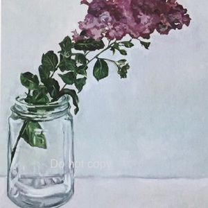 Floral mason jar original painting print